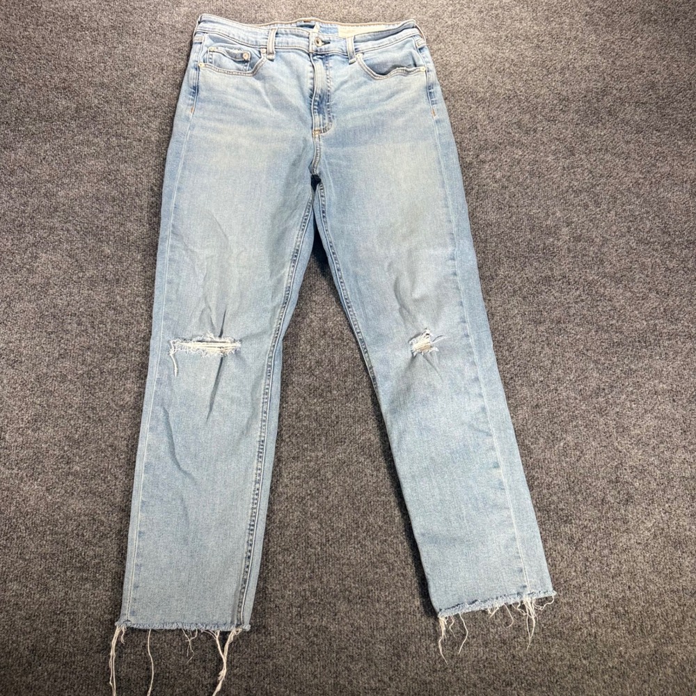 Rag & Bone High Rise Ankle Jeans Distressed Raw Hem Light Wash 30 Blue Womens‎